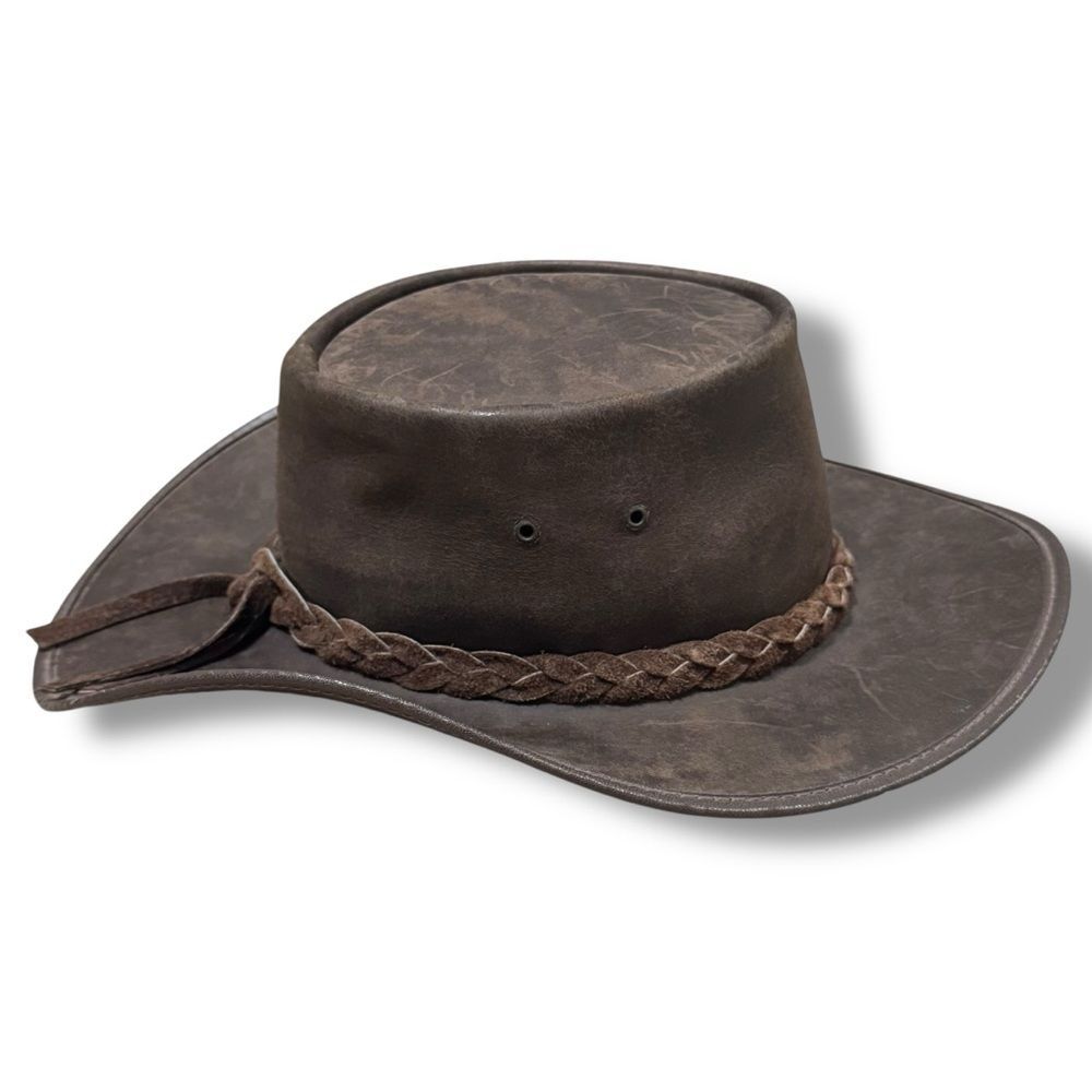 Walker Buffalo Leather Cowboy Hat Western Ranch Rodeo Rustic Style 22.5” - Picture 7 of 12